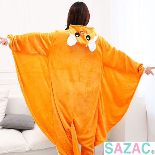 [사자크] 극세사 주황날다람쥐 동물잠옷 겨울용