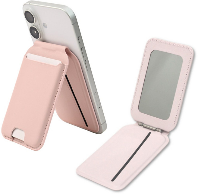 니즈올 맥세이프 거울 카드지갑 거치대, 1개, 베이비핑크