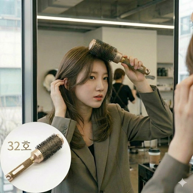 빠밤 세라믹 알루미늄 대왕 드라이 스타일 롤빗, 1개, 32호