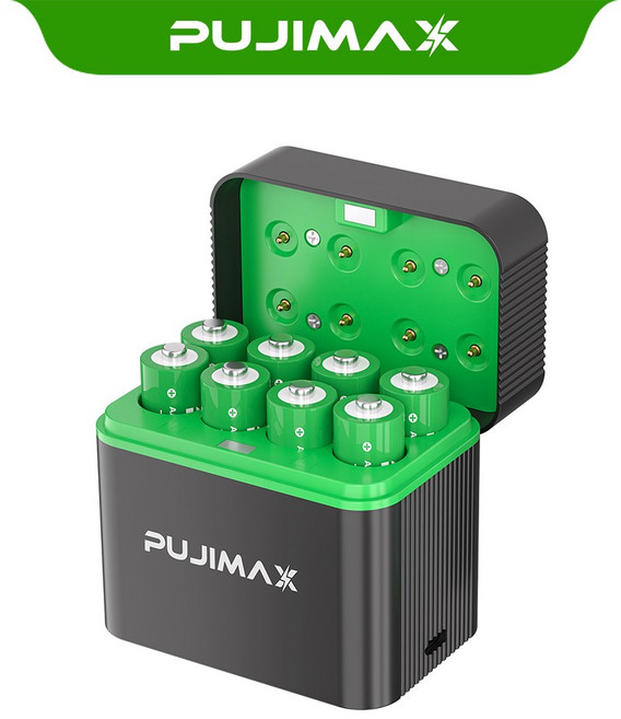 PUJIMAX 스마트 건전지 충전기 리튬배터리 충전함 배터리 8개 포함 AA 4255mWh 고용량 지능형 과충전 방지 멀티 디바이스 호환 L811, 1개