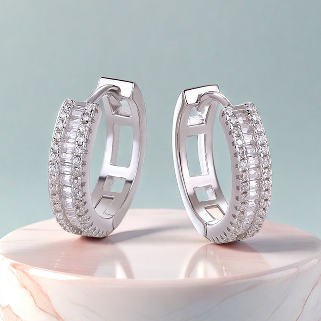 Leo Virtue 14k도금 모이사나이트 여사 귀걸이 순은프리미엄 원터치 귀걸이 무알러지