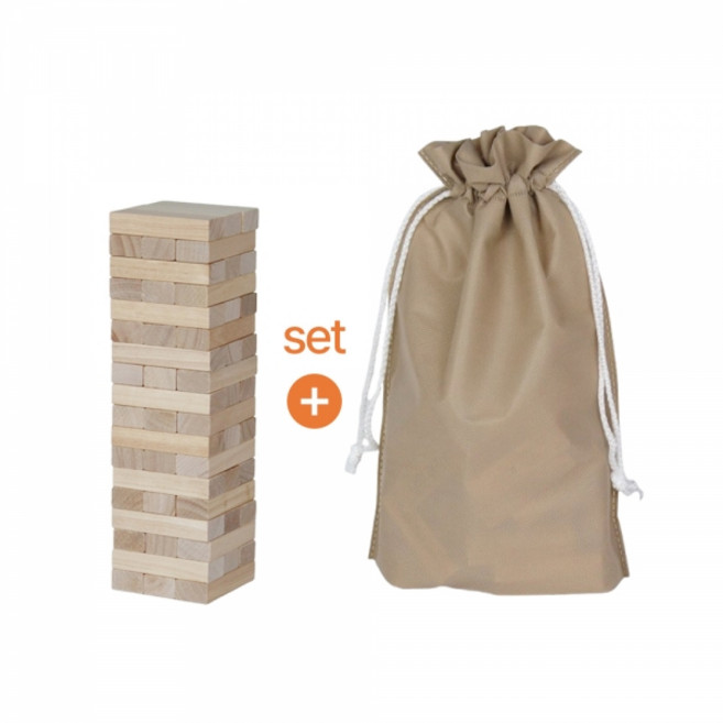 최고급 프리미엄 자작나무 젠가 무지 나무쌓기블럭 블럭빼기 보드게임 보관주머니, 1개
