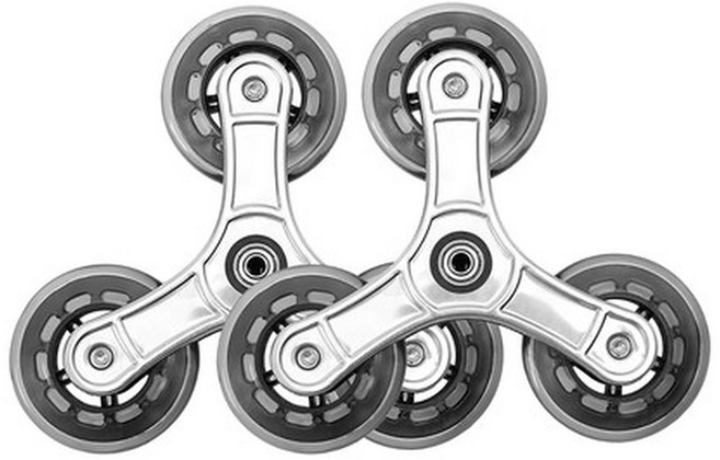 천연고무 플라스틱 쇼핑카트 바퀴 프레임 삼륜 가정용 계단 금속 오르기용 마켓 수납 바구니, 스테인레스 스틸 베어링 크리스탈 휠(1개), 1