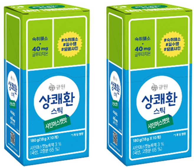 [큐원] 숙취해소 상쾌환스틱 샤인머스캣맛 추가이벤트, 180g, 2개