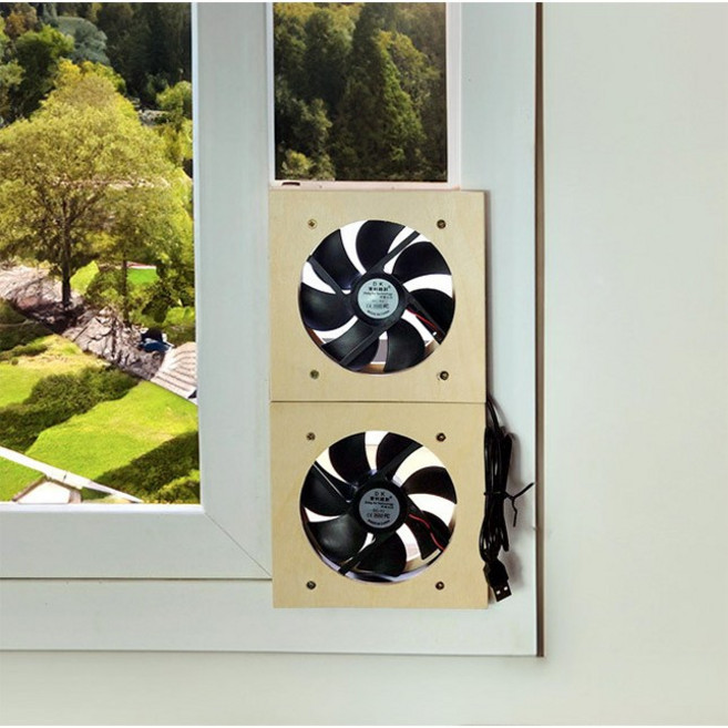 우드감성 창문환풍기 창틀 초슬림 USB 주방 욕실 끼움식 적층식 이동식 저소음/무돌출 걸리적 없음/7엽날개 강력환풍/창문여닫이 가능/보조밧데리 가능, USB 환풍기 - 우드커버 1개