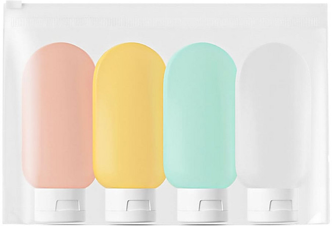 여행용 실리콘 공병세트 휴대용 다용도 소분 리필 튜브 용기, 1세트, 반투명4P