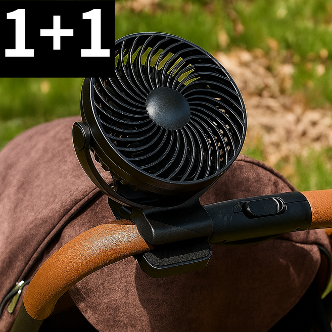 1+1 디월스 유모차 선풍기 우산 강아지 유모차 집게형 검정 360도, 2개, 블랙