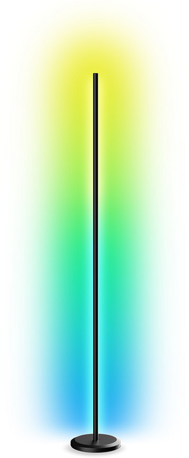 나노리프 플로어 램프 스마트 조명 장스탠드 LED 스탠드 거실등 무드등 뮤직반응 앱조정 감성 네온 게이밍조명, 블랙