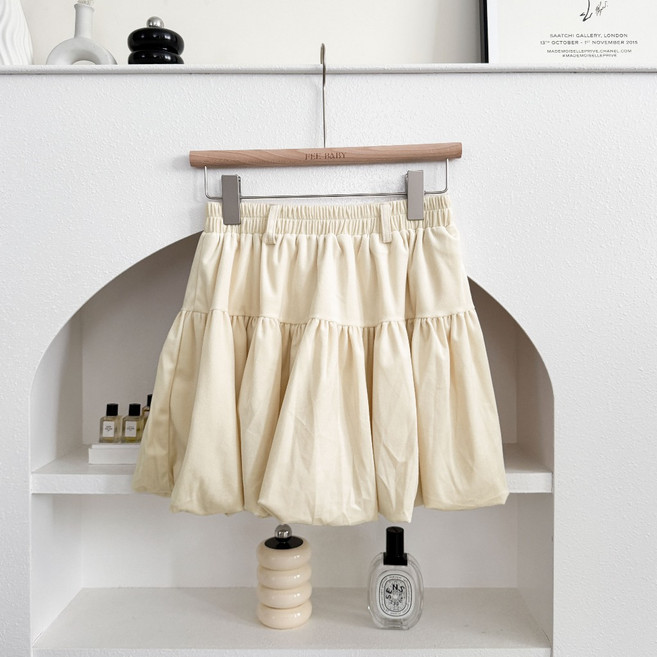 鬆緊麂皮絨蓬蓬蛋糕短裙 花苞裙 裙子 芭蕾風澎澎裙 蛋糕裙 半身裙 A字裙 溫柔穿搭 a字裙