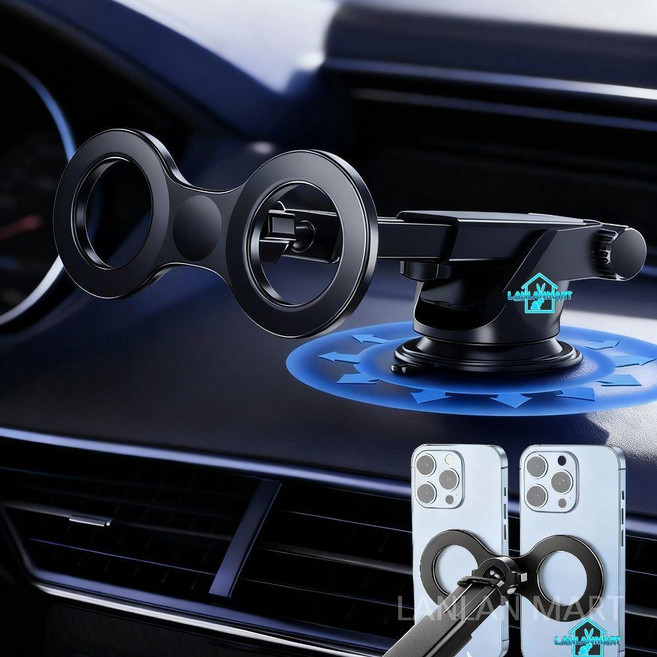 듀얼헤드 차량용 맥세이프 핸드폰 거치대 흡착 흡입 휴대폰 회전 송퐁구 택시 콜잡이, 블랙-송퐁구거치대 미포함, 1개