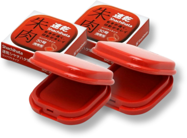 사치하타 인주 휴대용 30호 모루도인주, 레드, 2개