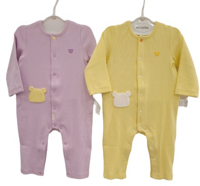 압소바 신생아 백일 아기 실내복 외출복 부드러운 신축성 긴팔 우주복