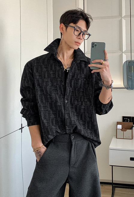 LOKEXING 남자 캐주얼 루즈핏 코듀로이 셔츠 자켓 데일리 빅사이즈 긴팔 남방