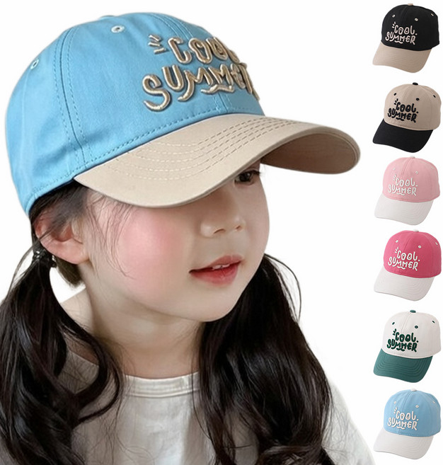 [HANNAL] 쿨 썸머 자수 캡 모자 투톤 아동 여름 볼캡