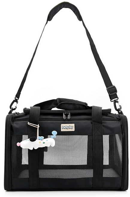 퍼피허그 PoPo 애견 산책가방 이동 가방 고양이 강아지 캐리어 기내용 컨넬 카시트 슬링백, 블랙, 1개