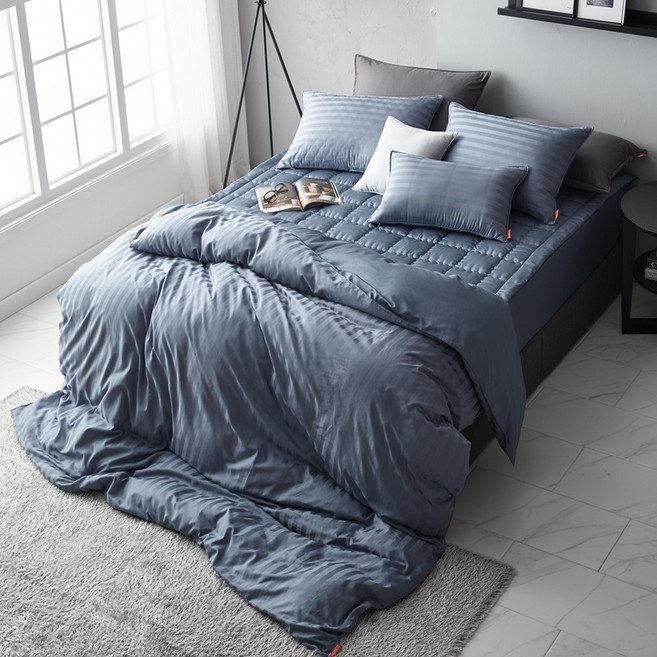 PRO모달 초광폭 2cm라인 부드러운이불 풀세트EK 블루
