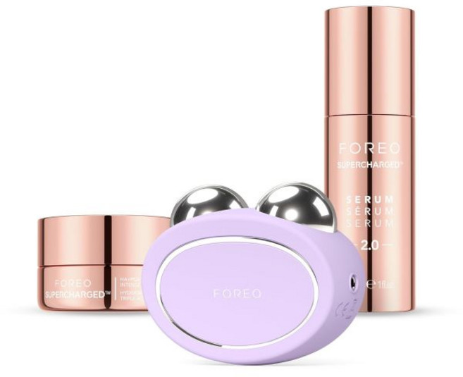 FOREO 토탈 페이스리프트 번들 - 2 어드밴스드 마이크로커런트 페이셜 디바이스 슈퍼차저 세럼 0 1온스 HA 트리플 액션 인텐스 모이스처라이저 5온스 에이징 스킨 케어 도구, FOREO 토탈 페이스리프트 번들 BEAR 2 어드밴스, 1