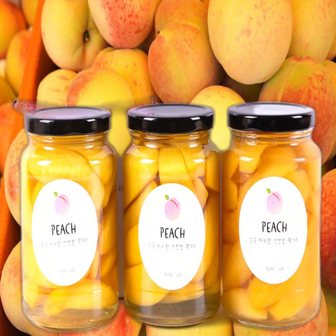 경북 말랑이 슬라이스 황도 복숭아 과일 병조림 물복숭아 통조림 선물세트, 150g, 3개