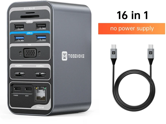 USB C 도킹 스테이션 듀얼 모니터 HDMI DP USB3.0 기가비트 네트워크 포트 SD/TF 오디오 허브 윈도우 Ma, 01 UDS19 No Charger