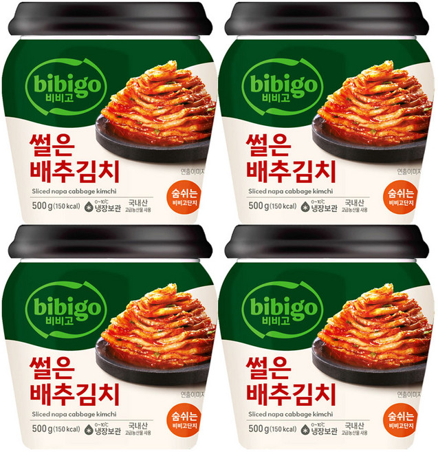 (냉장)비비고 썰은배추김치(용기)500g, 500g, 4개