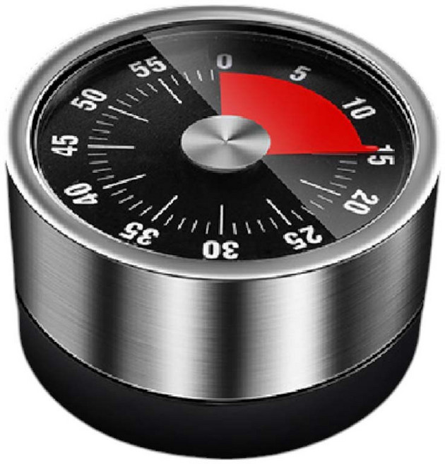 機械定時器 不鏽鋼磁吸 倒數計時鬧鐘, 經典黑, 1個