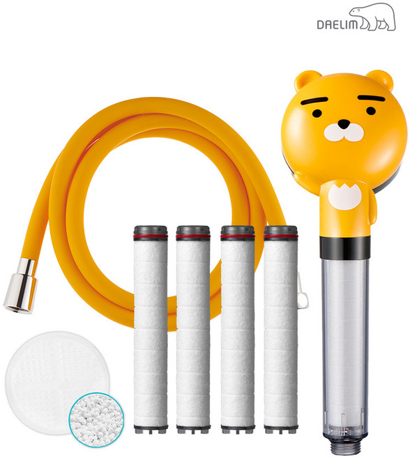 대림바스 디클린카카오샤워기(라이언)+리필필터+샤워호스(오렌지)+세라믹볼SET, 단품, 1세트