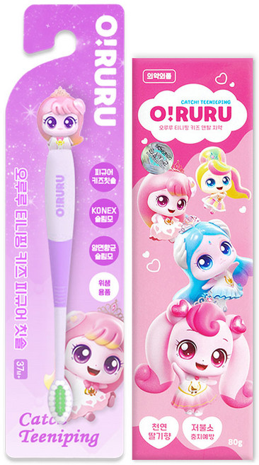 프린세스 캐치티니핑 피규어 칫솔 + 티니핑 덴탈 치약, 1세트, 1개입, 아름칫솔+덴탈치약