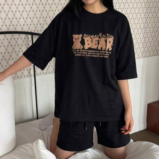 마이쏭 여성 여름상하세트 빅사이즈 커브베어카고반바지세트