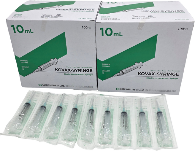 한국백신 일회용 주사기 10ml 21G 11/4" 100개, 2박스