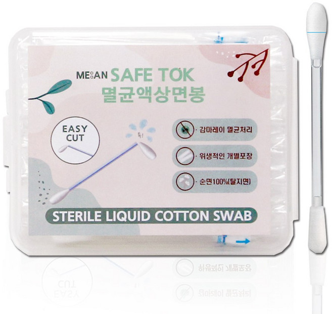 ME:AN 세이프톡 멸균액상면봉 액상면봉 멸균면봉 소독면봉 항균면봉, 1개, 60개입