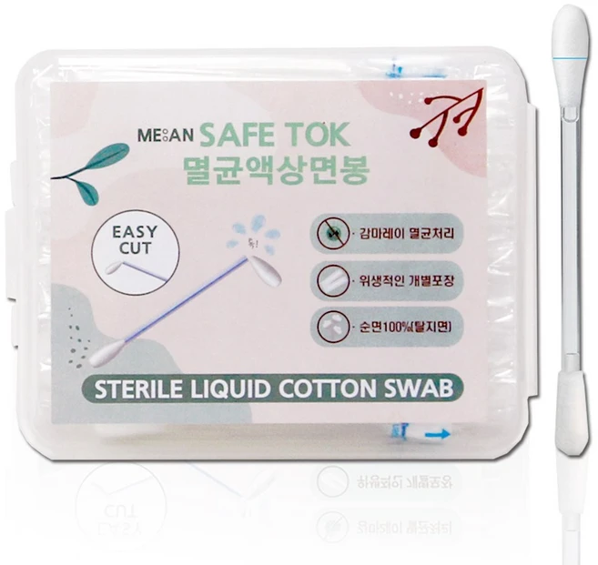 ME:AN 세이프톡 멸균액상면봉 액상면봉 멸균면봉 소독면봉 항균면봉, 1개, 60개입 - 쿠팡