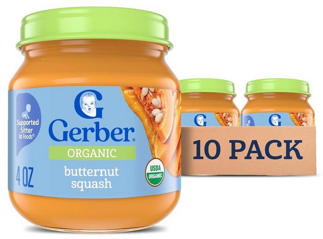 Gerber 거버 오가닉 1단계 퓨레 버터넛 스쿼시 113g, 10개