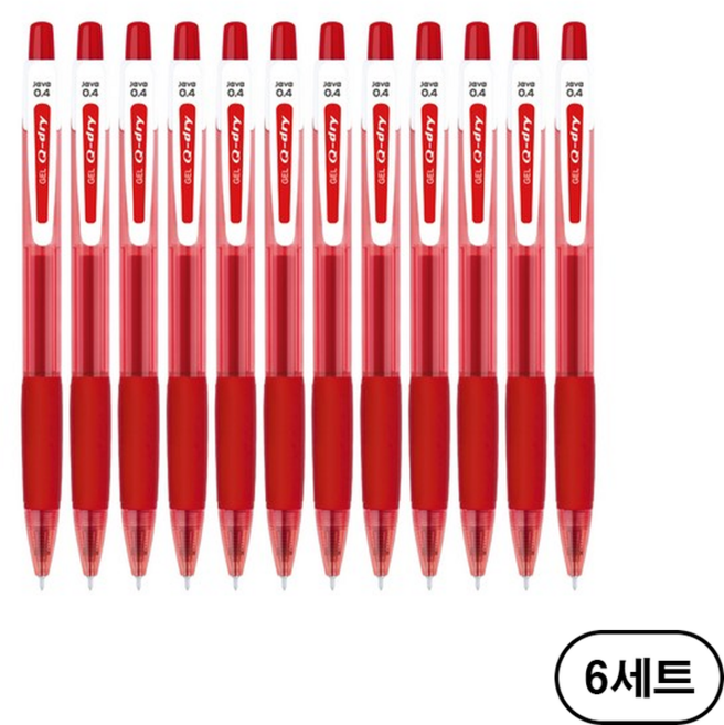 자바펜 Q-DRY 볼펜 0.4mm, 레드(Red), 72개