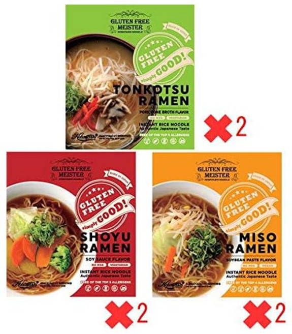 노브랜드 제품 글루텐프리 인스턴트 돈코츠풍 라면 간장 라면 미소라멘 6끼 세트(각 2끼), 1개