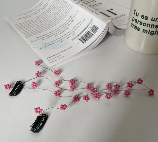 [1+1][4 color] 플라워 비즈 와이어 똑딱이 머리 헤어 핀 꽃 피스 페스티벌 여름 축제 코디