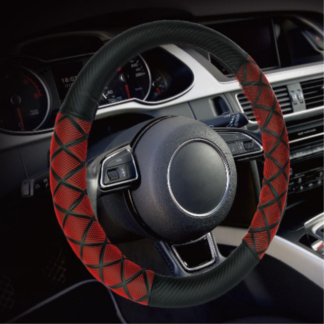 자동차 지압핸들 논슬립 고무커버 그립감좋은 핸들커버추천 인조가죽커버 핸들용품, 단일사이즈