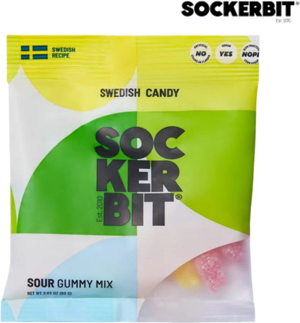 [SOCKERBIT] 스웨디시 젤리 스웨덴 캔디 Sockerbit 사워 믹스 80g Sockerbit Swedish Candy Mix, 1개