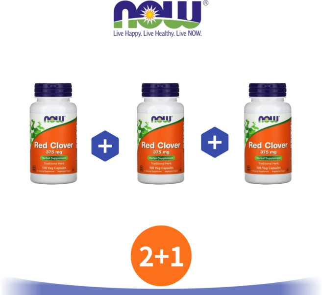 2+1 나우푸드 레드 클로버 375mg 100캡슐 붉은 토끼풀 이소플라본, 100정 - 쿠팡