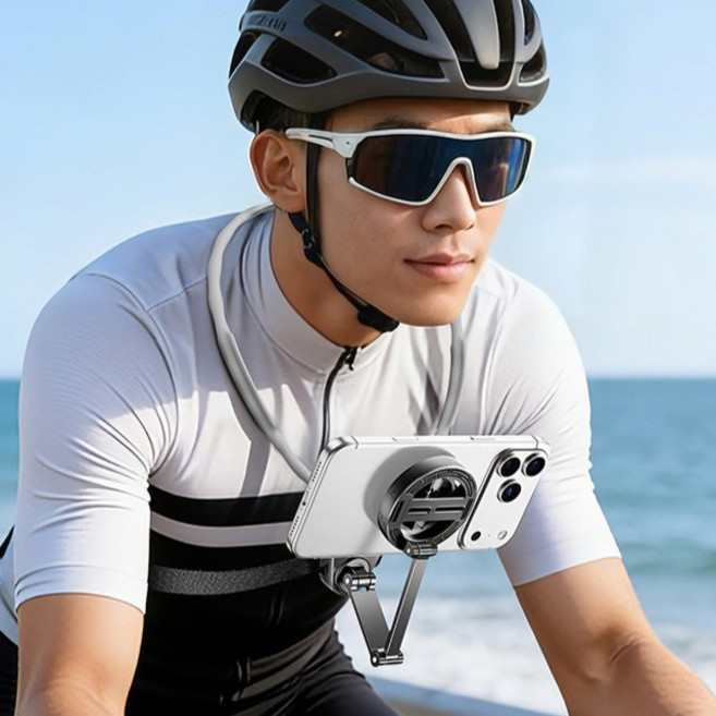 LADERIVE 1상2템 맥세이프 스마트폰 목걸이 촬영 거치대 아이폰 안드로이드 적용, 블랙, 1개, L32