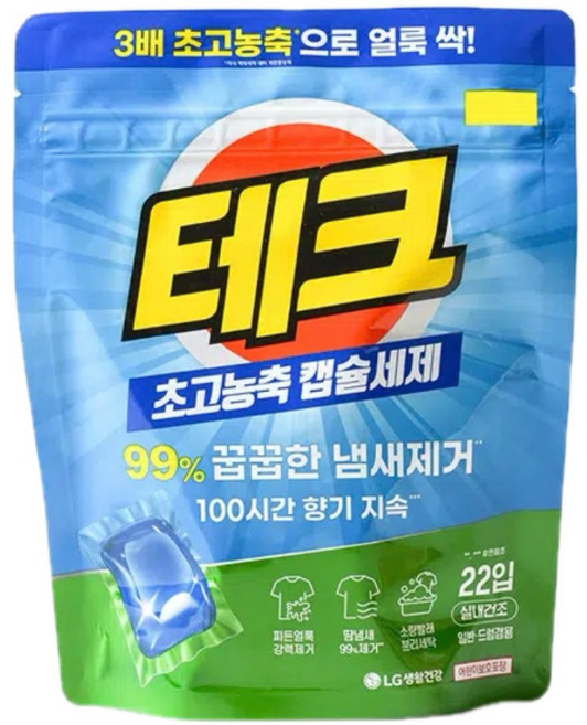 테크 컴팩트 캡슐 세제 8 g 22개입, 3개