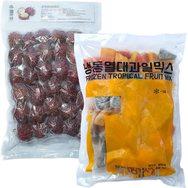 힘찬푸드 프리미엄 냉동과일, 1세트, 11_람부탄1kg+열대과일믹스1kg