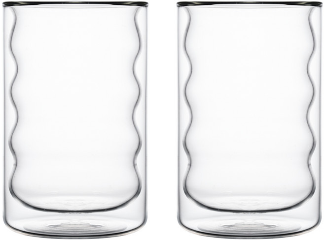 도노본 이중 내열 유리컵 홈카페 버블 머그컵 370ml 2개, 투명