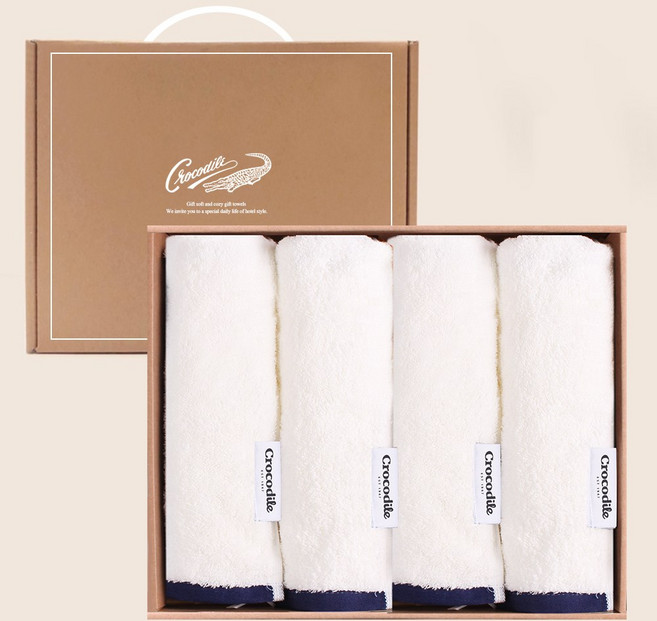 크로커다일 고중량 200g 코마사 40수 호텔 수건 세트, 4개, 아이보리