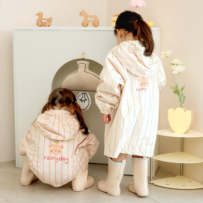 베베누보 유아 스트라이프 바람막이 점퍼 레인코트 아기우비