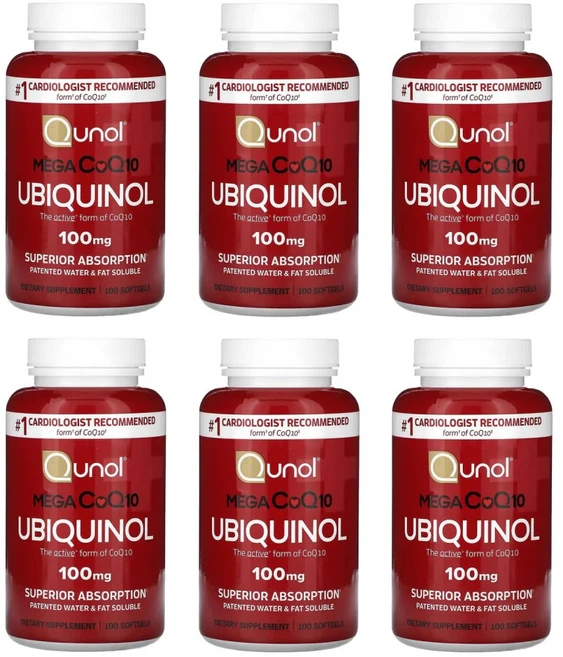 Qunol 퀴놀 메가 유비퀴놀 코큐텐 100mg 100정 x6 - 쿠팡