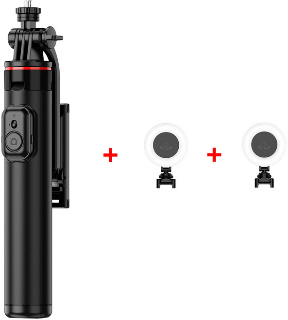 무선 셀카봉 삼각대 리모컨 필 라이트 분리형 전화 클립 카메라 스마트폰용 표준 나사 1/4 1.31M, 04 ZYYC12D07-Dual-Light, 1개