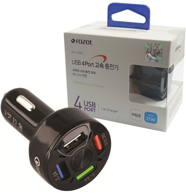 로젯6445 퀄컴 QC 3 USB 4포트 고속 충전기 소켓 kmi+82554IA