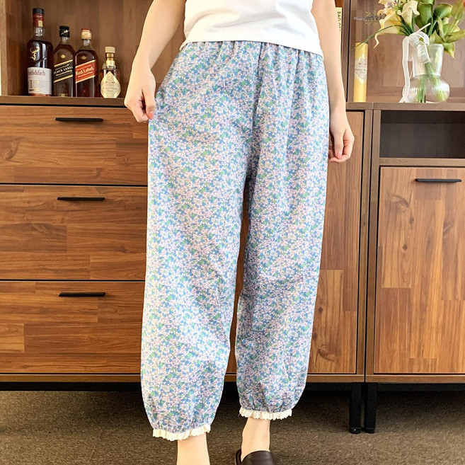 MARIQUE 국내생산 꽃무늬 레이스 시보리 파자마 바지