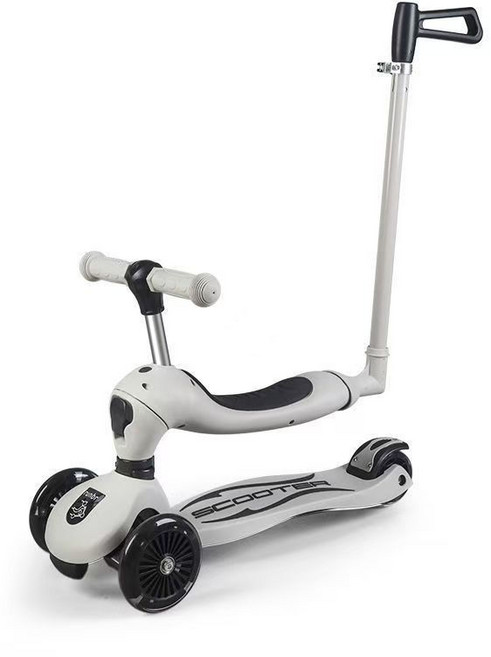 scoot&ride 兒童滑步滑板車, 新款伯爵灰 坐騎+推桿, 1個