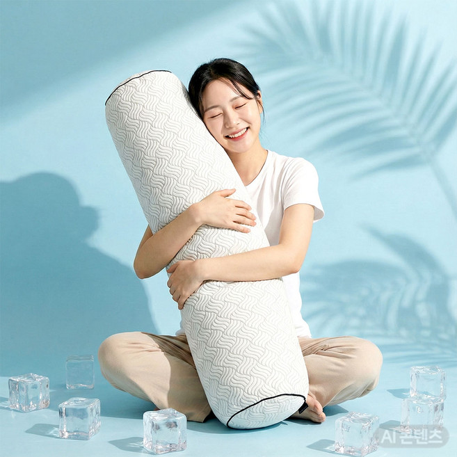 조은자리 듀라론 냉감 바디필로우 솜포함 세트 안고자는 시원한 여름 죽부인 롱 쿠션 베개, 1